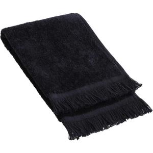 6 Pack - Hemmed Fringed Reversible Fingertip Terry Towel (Size 11" W x 18" L), Cotton (Black)  