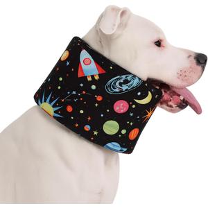 LovinPet Dog Recovery Collar, Adjustable Soft Cone for Medium & Large Dogs, Post-Surgery Comfort & Lick Prevention, Interstellar Black Print,Black