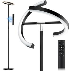 SIBRILLE LED Floor Lamp - Rotatable Standing Lamp with Touch & Remote Control, 3000-6000K, 22W Modern Floor Reading Light, Dimmable Corner Uplighter for Living Room Bedroom Office, Black