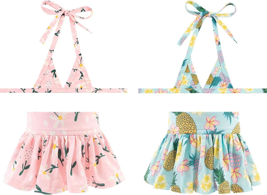 CuteBone Dog Bikini Dress 2 Pack, Stylish Swimsuit Costume for Small Dogs, Comfortable & Adjustable Puppy Bathing Suit, Soft Outfit Pet Apparel for Beach, Pool and Summer Fun 2DB21M