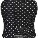 Women's Leopard Print Tube Top Cheetah Print Top Ruched Strapless Mesh Halter Tops for Women Going Out Party Small