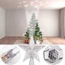 DG-Direct Christmas Tree Topper Lighted Star [Silver],3D Hollow Sparkling Star Christmas Tree Topper with Rotating Magic Cool White Snowflake Projector for Christmas Tree Ornament (Silver)