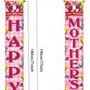 Happy Mothers Day Banner, 71" X 12" Mother's Day Decorations Porch Sign, Mother Day Banner for Outside Inside Door