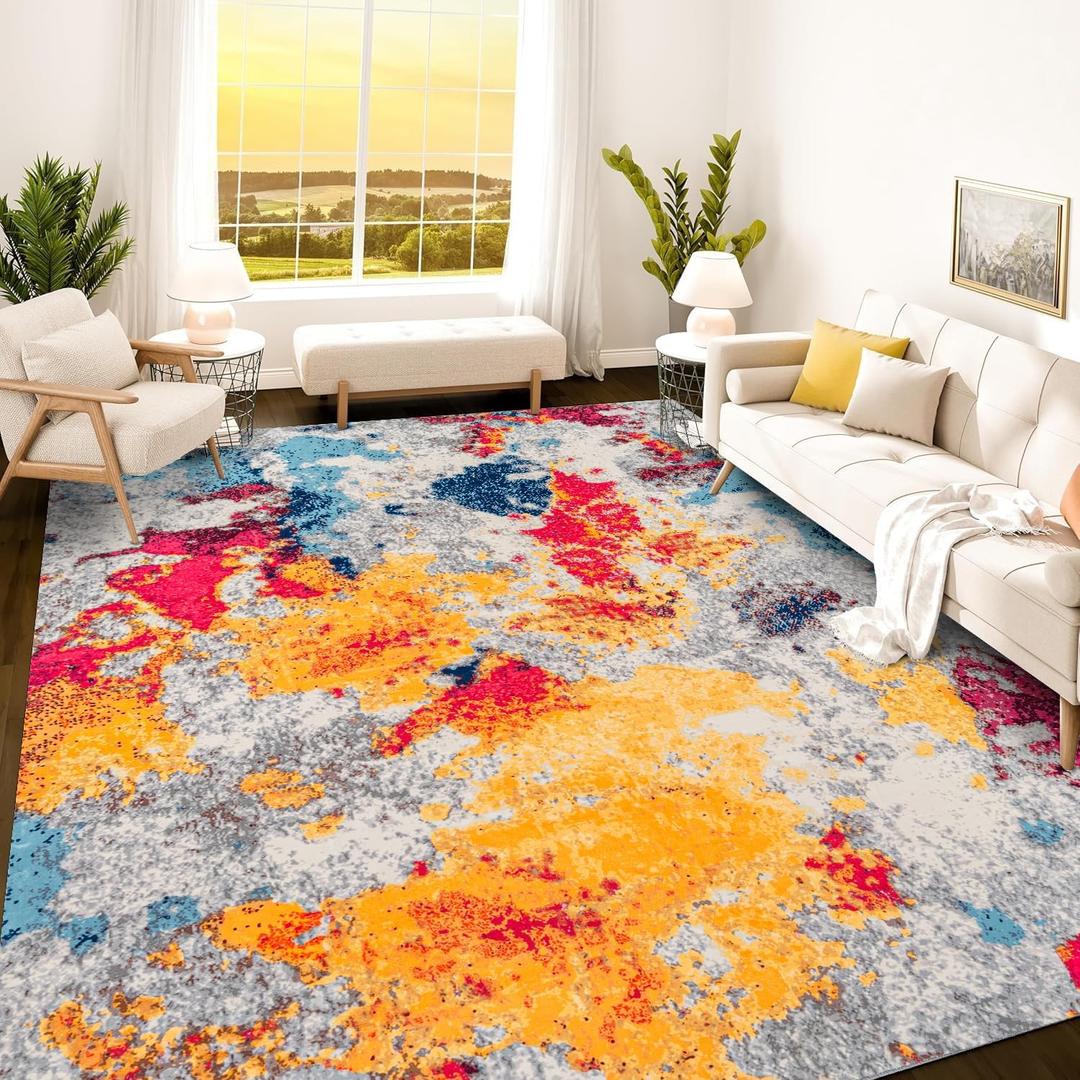 Istana 8x10 Area Rug - Multi Colors 8x10 Rugs for Living Room - Foldable Rugs for Bedroom - Stain Resistant Washable Rug - Eco-Friendly Area Rugs - Easy to Clean Living Room Rug, Mixed Colors