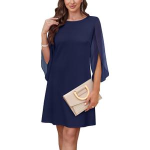 RUMIA Womens Cocktail Dresses Flutter Sleeve Wedding Guest Dresses for Women 2026 Trendy (Large, Dark Blue)