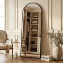 Suidia 56"x14" Arched Full Length Mirror with Stand, Full Body Mirror with Aluminum Frame, Freestanding/Leaning/Wall-Mounted, Floor Mirrors for Bedroom, Living Room, Entryway, Dressing Room, Black