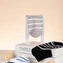 Athletic Ankle Socks, 4 Pairs, Striped Pattern, Gray White Black lue, Low Cut