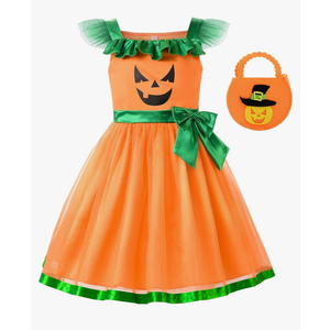 ReliBeauty Girl Halloween Pumpkin Dress Size 120