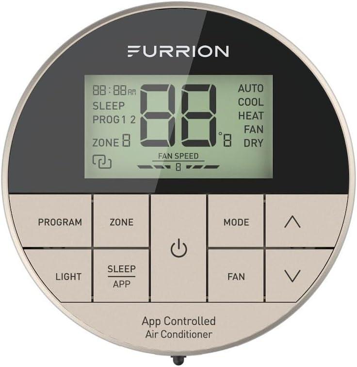 Furrion Enhanced Multi-Zone Wall Thermostat with App Control for Chill RV Air Conditioner Systems, Three Fan Speeds, Sleep Function, Auto Restart, LCD Digital Display, Backlight - 2022068580