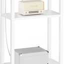 TUTOTAK Narrow Side Table with Charging Station,Small End Table with USB Ports and Outlets, Skinny Sofa Table, Slim Nightstand, Living Room, Bed Room, White TB01BW079 (3-Tier7.9"D x 15.8"W x 26"H)