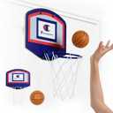 Champion 360 Mini Basketball Hoop Set (Red/White/Blue), Over-The-Door 10.5" x 8.5" Backboard with Spring-Loaded Foldable Rim & Nylon Net, Includes 3.5" Mini Ball for Quick Indoor Basketball Play