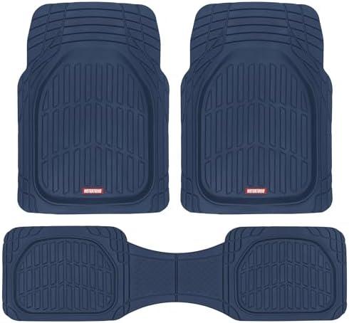 BDK Heavy Duty Blue Rubber Car Mats Full Set - Universal Trim-to-Fit All Weather Floor Mats - Floor Mats for Car Accessories - Front & Back Interior Floor Mats for Truck Accessories