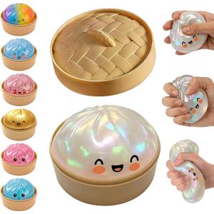 Glitter Dumpling Squishy,Dumpling Squishies,Glitter Dumplings Mystery Box,Colorful Dumplings Stress Balls Fidget,Jumbo Squishy Toy,Suitable for Adult use in Offices and Homes (Glitter White)
