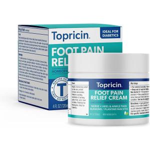 Topricin Foot Pain Relief Therapy Cream (4 oz) Fast Acting Pain Relieving Rub