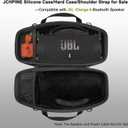 JCHPINE Silicone Cover and Hard Carrying Case for JBL Charge 6 Portable Bluetooth Speaker Accessories, Protective Cases for JBL Charge 6 AI Sound Bluetooth Speaker with Shoulder Strap (Black)