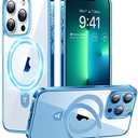 TORRAS Magnetic UPRO Ostand for iPhone 13 Pro Max Case [Compatible with MagSafe] Adjustable Stand [Never Yellow] [MIL-Grade Protection] Hard Clear Case for iPhone 13 Pro Max, 6.7'', Blue Clear