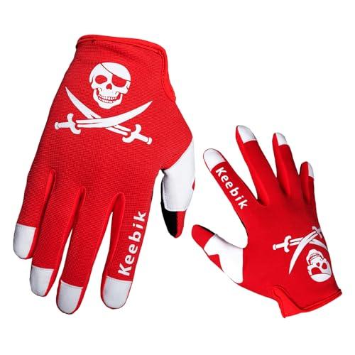 Keebik Pirate Motorcycle Gloves for Men&Women,Cycling Glove Breathable Dirtbike Glove for ATV MTB Motorbike Motocross Racing M