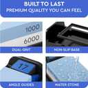 Sharp Pebble Complete Whetstone Knife Sharpening System 1000/6000 Grit Wet Stone Sharpener Kit with Built-In Angle Guides (15/17/20/22) Beginner-Friendly