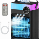 Portable Air Conditioner, Mini AC Unit for Bedroom1200ML Small Cooling Fan with Remote, 3 Mist 3 Speed 2-8H Timer Personal Air Cooler for Room Office Car, Black