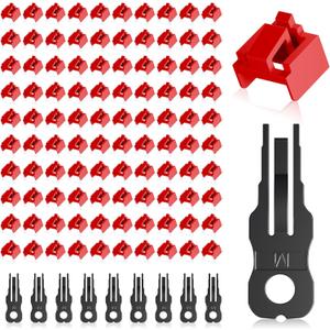 NataLink 100 Pcs RJ45 Port Lock with 10 Key, Locking RJ45 Port/Dust Blocker, RJ45 Dust Cover Cap Female Port Plugs Protector, Compatible RJ45 Port Devices, Red
