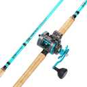 Sougayilang Inshore Fishing Rod Combo with Line Counter Fishing Reel Suitable for Catfish, Salmon/Steelhead, Striper Bass Fishing (Right Handed)