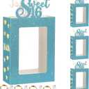 Yerliker 8 Pcs Happy Sweet 16th Birthday Photo Frame Table Centerpieces Decorations with 4 Light String for Girls' 16th Party Supplies(Blue)