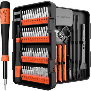 STREBITO Precision Screwdriver Set 64 in 1 Small Screwdriver Set with Torx, Triwing, Pentalobe Star, Mini Repair Tool Kit for Computer, PC, Laptop, Phone, PS5, XBOX, Switch, Eyeglasses, Electronic, Orange