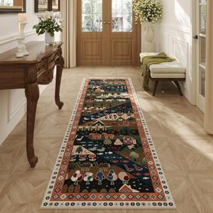 Runner Rug for Kitchen Rug Non Slip 2'6"x8' Washable Rugs with Rubber Backing Soft Nomadic Floral Animal Carpet Runner for Kitchen, Laundry, Bedroom, Bathroom, Green Runner Rug for Kitchen Rug Non Slip 2'6"x8' Washable Rugs with Rubber Backing Soft Nomadic Floral Animal Carpet Runner for Kitchen, Laundry, Bedroom, Bathroom, Green