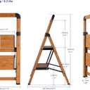 BIBKOKE Step Ladder Folding Ladders (2 Steps, Grain-pattern) | Aluminum 2-Stepladder Anti-slip Sturdy Portable Foldable Modern Step Stool for Kitchen Home Office Library, Open size: 19.9"L × 17.5"W × 33.1"H; Folded: 35"L × 17.5"W × 1.85"H
