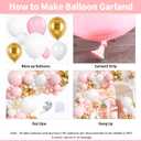 Pink and White Balloon Arch Kit, 121PCS Pink and Gold Balloon Garland Pastal Pink White Gold Confetti Balloons for Girls Birthday Baby Shower Wedding Bridal Shower Party Decorations