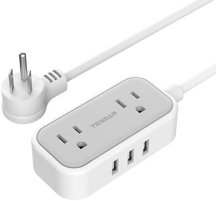 Small Power Strip, TESSAN Extension Cord with 2 AC Outlets 3 USB Ports, Mini Desk Charging Station for Cruise Travel Office School Dorm Room Essentials, 5 FT, Set of 2 Small Power Strip, TESSAN Extension Cord with 2 AC Outlets 3 USB Ports, Mini Desk Charging Station for Cruise Travel Office School Dorm Room Essentials, 5 FT, Set of 2