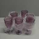 6 Pcs Plastic Goblets 7.5oz Vintage Goblet Plastic Wine Glasses Colored Retro Embossed Water Goblets for Wine Bar Juice Baby Shower Wedding Reception Grand Event Party (Purple)