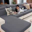 hyha Waterproof Couch Cushion Covers, Against Spills, Couch Cover for Dogs Washable, Thick Elastic Jacquard Fabric, Waterproof Sofa Seat Slipovers for Pets (1 Piece for Medium, Dark Grey)