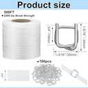 3/4" x 500' Woven Cord Strapping Kit, Woven Cord Banding Packaging Strapping Roll and 100 Pack Metal Wire Buckles, 2400 Lbs Break Strength