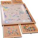 PlayVibe Puzzle Locker 1000 Piece Puzzle Board with Drawers and Cover - Solve Station - Sturdy Puzzles Table with 4 Drawers 22 1/4 x 30" - Jigsaw Portable Wooden Puzzles Tray Accessories (1000 pcs)