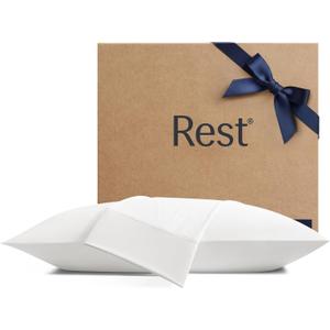 REST Evercool+ Cooling Pillowcases King - 2 Pillowcases for Sensitive Skin, Silver Infused Fabric for Hygienic Sleep, Silky Smooth for Curly Hair, High Elastic for Snug Fit (19x35 inches) (Arctic White)