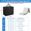 Folding Mattress Bag - 600D Oxford Cloth Heavy Duty Carry Case for Tri-Fold Guest Bed Mattress (Fits 4" Single Mattress with Folding Dimensions of 25" x 25" x 12")