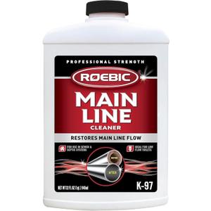 Roebic K-97 Liquid Main Line Cleaner with Bacteria Enzymes, Eliminates Organic Buildup in Sewer/Septic System and Protects from Clogs, Safe for Bathroom Toilet, 32 fl oz