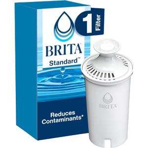 Brita Standard Water Filter, BPA-Free, Replaces 1,800 Plastic Water Bottles a Year, Lasts Two Months or 40 Gallons, Includes 1 Filter, Kitchen Essential