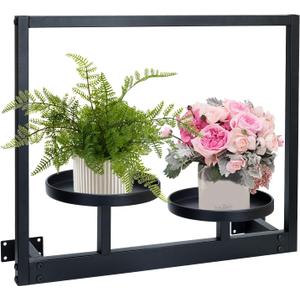 Black Metal Wall Plant Shelf Indoor Outdoor Multi-Tier Hanging Planter Stand Window Mounted Sturdy Display Shelf (2 pots 1 pcs)