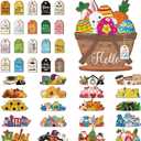 42 Pcs Small Interchangeable Easter Flower Basket Decor Holiday Seasonal Wooden Sign Rustic Farmhouse DIY Hanging Drop Spring Home Office Desk Accessories Tiered Tray Decorations Gift