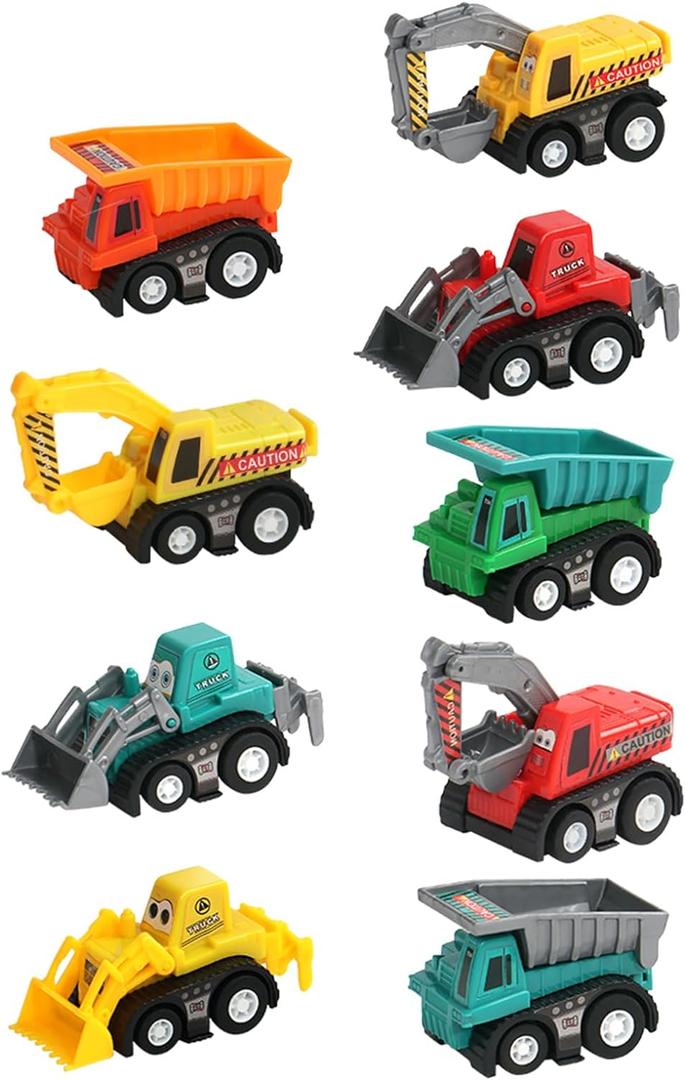 Fajiabao Construction Toy Cars for Toddlers 1-3 Boy Toys Mini Pull Back Cars Small Truck Sensory Bin Bulk & Goodie Bag Stuffers Party Favors for Kids 3-5 (Color Random)