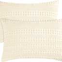 PHF 100% Cotton Waffle Pillow Shams Standard Size, 2 Pack 20" x 26" Soft Skin-Friendly Pillowcases, No Filling, Aesthetic Woven and Breathable Waffle Weave Pillow Case Covers for Bed, Undyed (26" x 20" (Pack of 2))