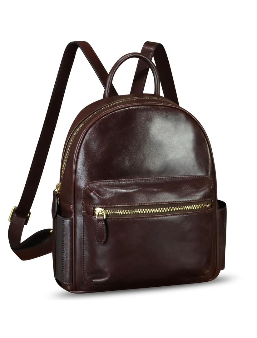 Genuine Leather Backpack Purse for Women Vintage Casual Daypack Handmade Western Leather Rucksack Knapsack (Coffee)