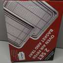 Air Fryer Basket for Oven, 2 Set Oven Air Fryer Basket and Tray with 60 PCS Parchment Papers, DEGOVIN Crisper Tray Non-stick Stainless Steel Air Fry Pans for Convection Oven(15.8" × 11" & 13" × 9.7")