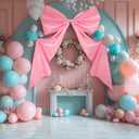 Wavwavw Big Wall Bow Decorations 39 x 72 Inch Giant Birthday Party Decor Ribbon Hanging Tie Bow Decor for Coquette Party Baby Shower Wedding Bridal Bachelorette Supplies(Pink,Polyester,Weeding)