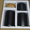 Farmlyn Creek Set of 3 Matte Black Kitchen Canister with Airtight Wooden Bamboo Lids, Kitchen Counter Containers, Food Storage Jars, Ideal for Storing Sugar, Coffee and Other Dry Goods, (3 Sizes)