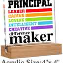 4 x Best Principal Gifts Thank You Appreciation Gifts for School Principal Difference Maker Clear Acrylic Decorative Sign Office Decor