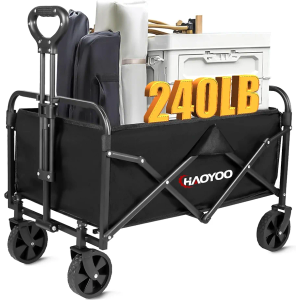 Collapsible Wagon Cart, Foldable Wagon Cart with Wheels, 240lbs Heavy Duty Utility Beach Wagon Cart for Grocery/Sports/Garden/Shopping/Camping