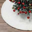 72 Inch Large Faux Fur White Christmas Tree Skirt for 7.5ft to 12ft Tree with Stripe Textured Pattern Soft Beige Boho Luxury Xmas Trees Decorations for Party Home Decor